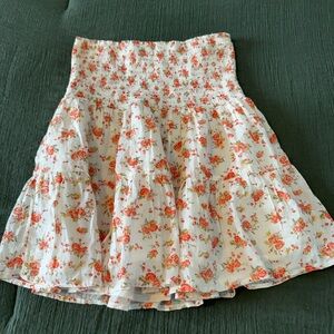 Orange and White Floral Women's Top